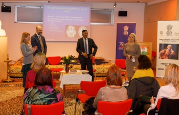 Glimpses of a seminar held at the Embassy today. Topic: Yoga and mental health, benefits of yoga and meditation in reducing impact of the COVID pandemic.